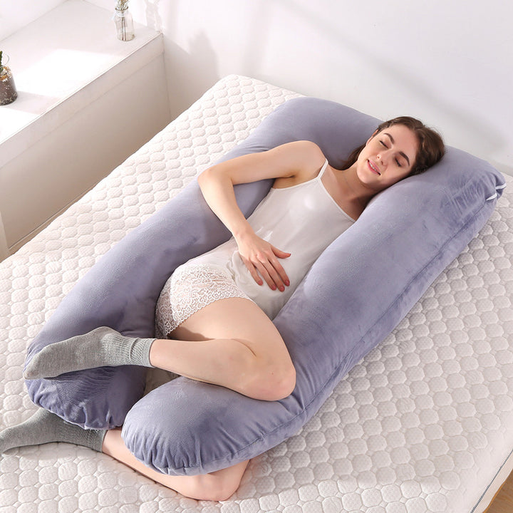 full-body U-shaped pregnancy support pillow with ergonomic lumbar and hip contour and removable breathable cover Bowlift