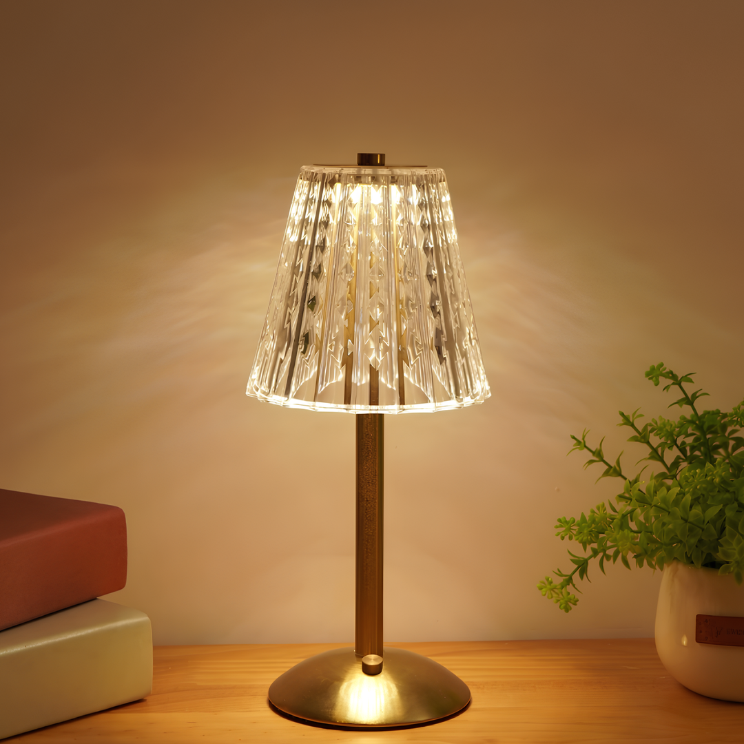 Golden Crystal Table Lamp - Aurora Luxe | Bowlift