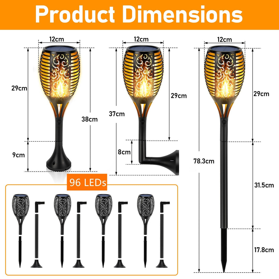 Solar lamps for outdoors 4 pieces 3 IN 1 solar torches | Bowlift
