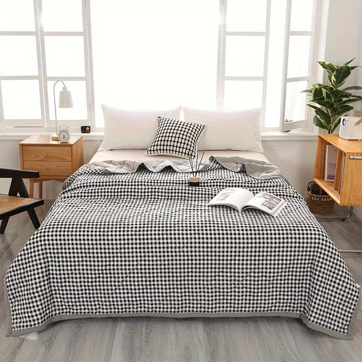 Elegant Preppy Plaid Summer Blanket for Cool Nights | Bowlift