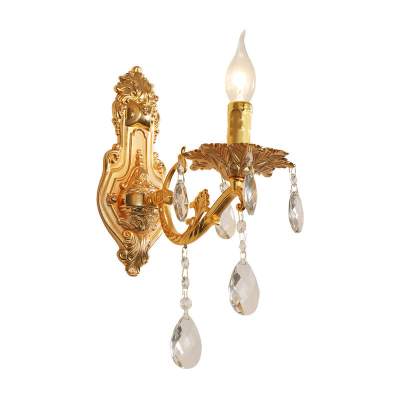 BowLift | Gold Candelabrum Wall Lamp Modernism 1/2 Lights Metal Wall Light with Crystal Drops