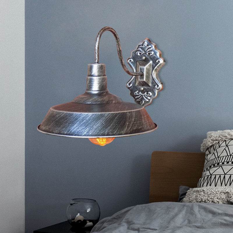 BowLift | 1 Light Barn Wall Mount Light Antique Style Copper/Rust Wrought Iron Wall Lamp for Balcony