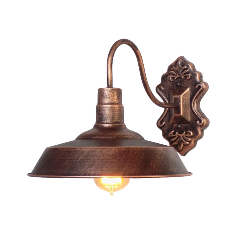 BowLift | 1 Light Barn Wall Mount Light Antique Style Copper/Rust Wrought Iron Wall Lamp for Balcony