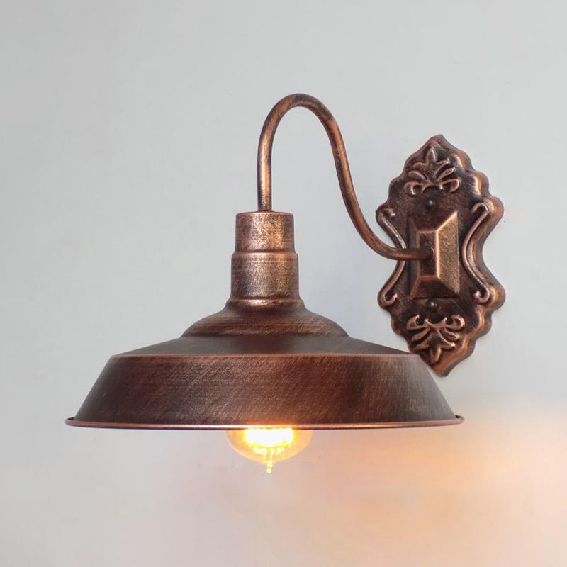 BowLift | 1 Light Barn Wall Mount Light Antique Style Copper/Rust Wrought Iron Wall Lamp for Balcony