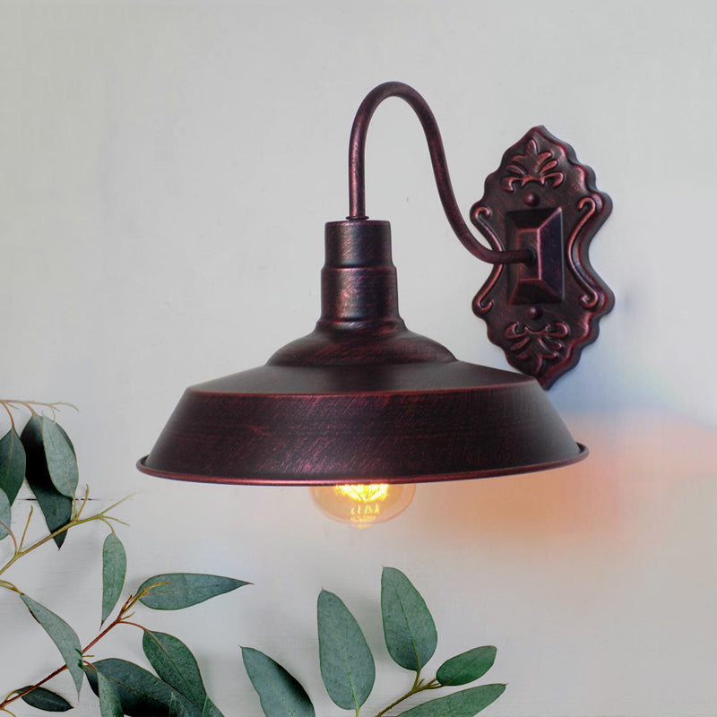 BowLift | 1 Light Barn Wall Mount Light Antique Style Copper/Rust Wrought Iron Wall Lamp for Balcony