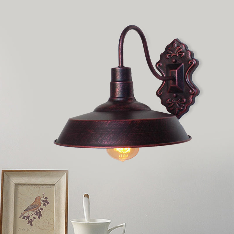 BowLift | 1 Light Barn Wall Mount Light Antique Style Copper/Rust Wrought Iron Wall Lamp for Balcony