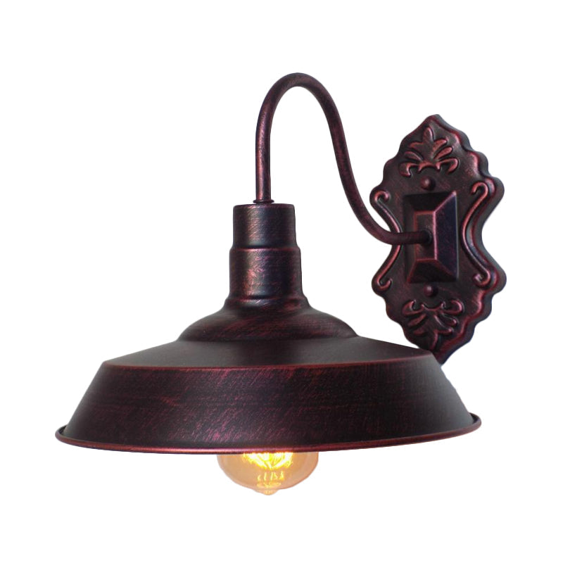 BowLift | 1 Light Barn Wall Mount Light Antique Style Copper/Rust Wrought Iron Wall Lamp for Balcony