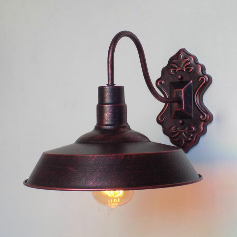 BowLift | 1 Light Barn Wall Mount Light Antique Style Copper/Rust Wrought Iron Wall Lamp for Balcony