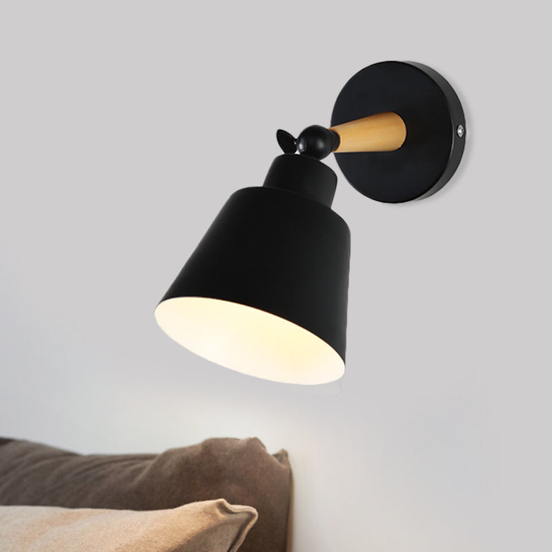 BowLift | 1 Light Wall Light Modern Style Bucket Shade Metal Wall Lamp in Black for Living Room