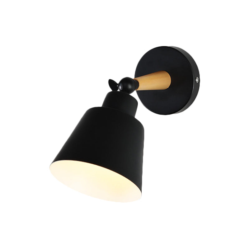 BowLift | 1 Light Wall Light Modern Style Bucket Shade Metal Wall Lamp in Black for Living Room