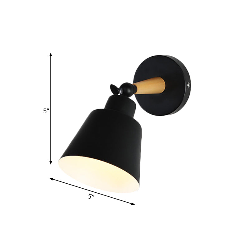 BowLift | 1 Light Wall Light Modern Style Bucket Shade Metal Wall Lamp in Black for Living Room