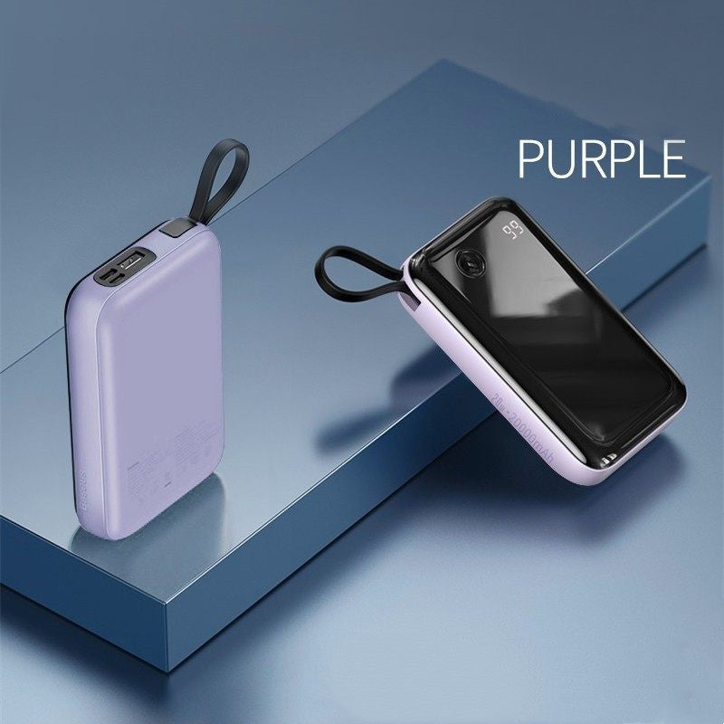 BowLift | 10000mAh Power Bank with Built-in Cable & 3 Outputs, for Phone & Tablet
