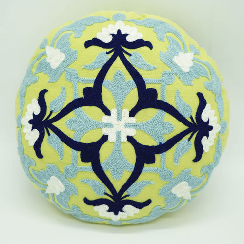 Embroidered Round Decorative Cushion
