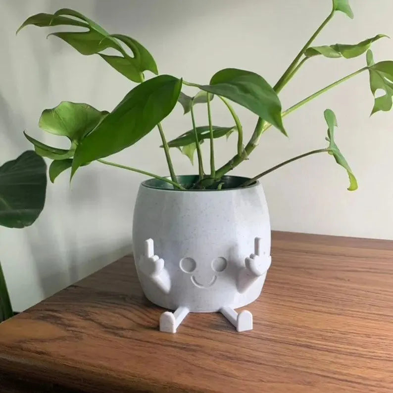 BowLift | Smiling Plant Pot with Middle Fingers Up