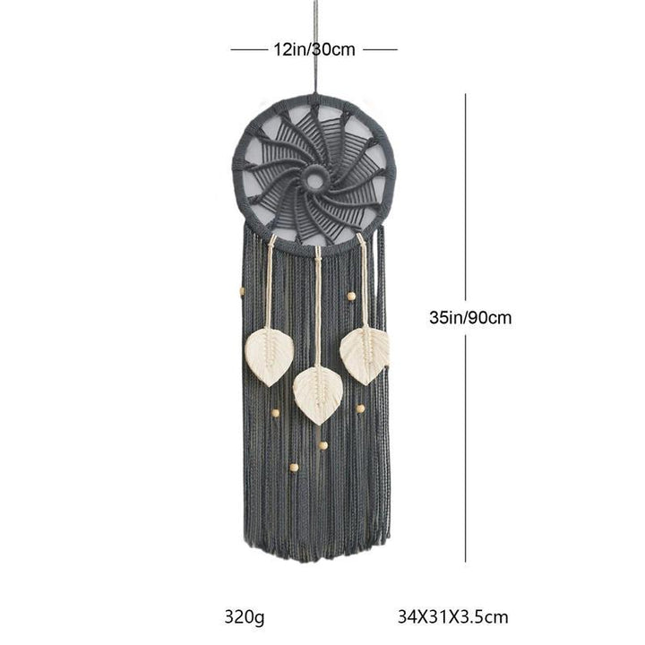 BowLift | Nordic Style Circular Hand-Woven Wall Tapestry with Leaf Pattern