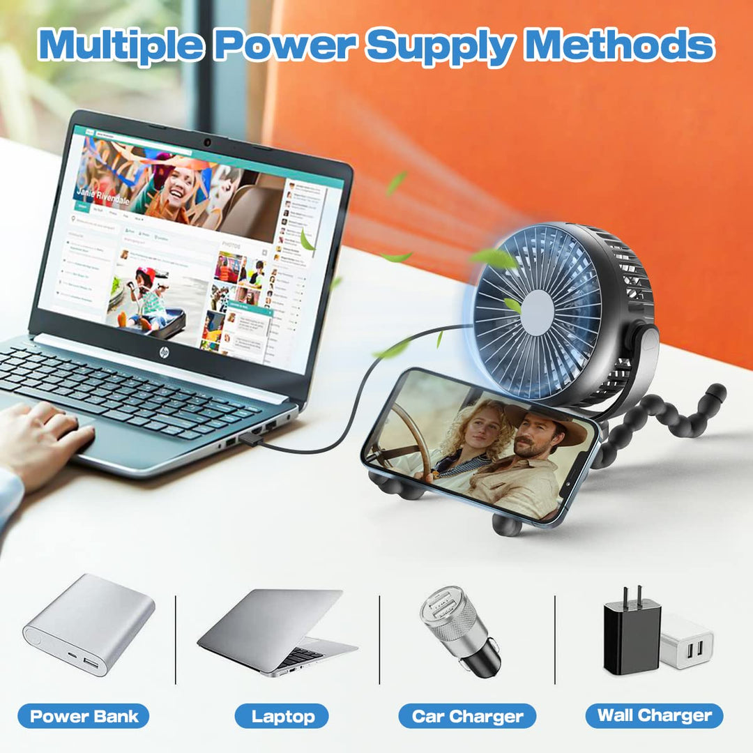 Portable Stroller Fan with 8000mAh Battery | Bowlift