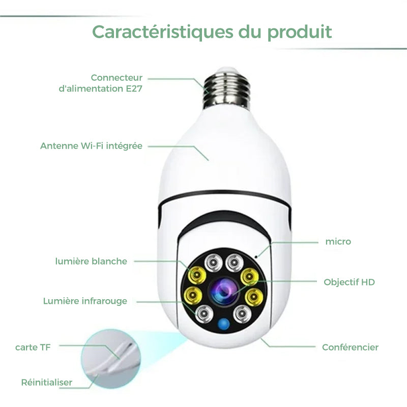 Wireless security camera without cables with light bulb | Bowlift