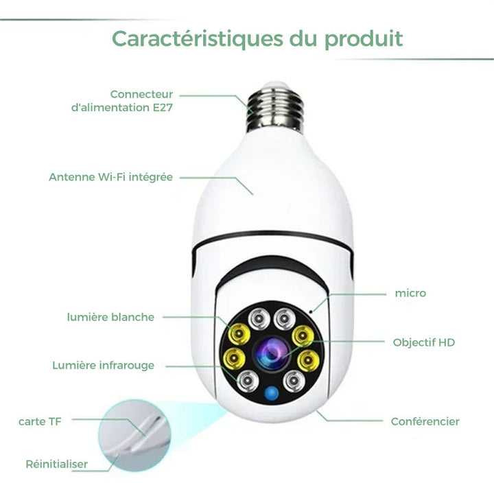 Wireless security camera without cables with light bulb | Bowlift