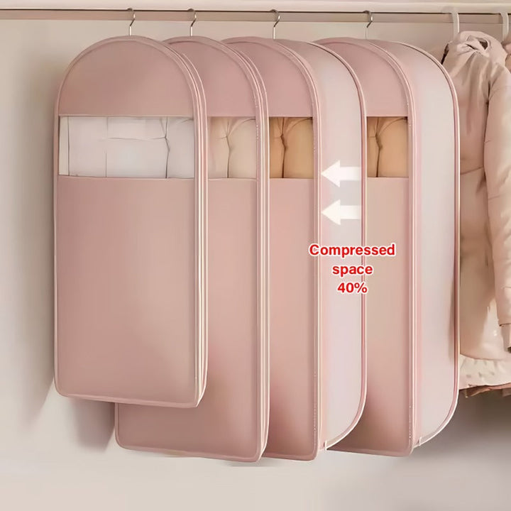BowLift | Space saving hanging garment bag with self-compressing zipper