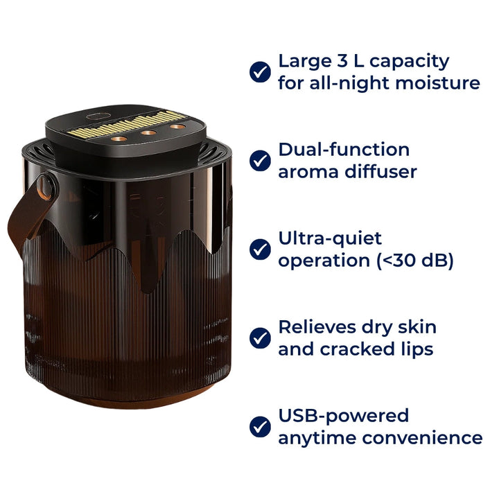 Essential Oil Aroma – Quiet 3 L Tank – Relieves Dry Air, Soothes Skin & Improves Sleep Quality Bowlift