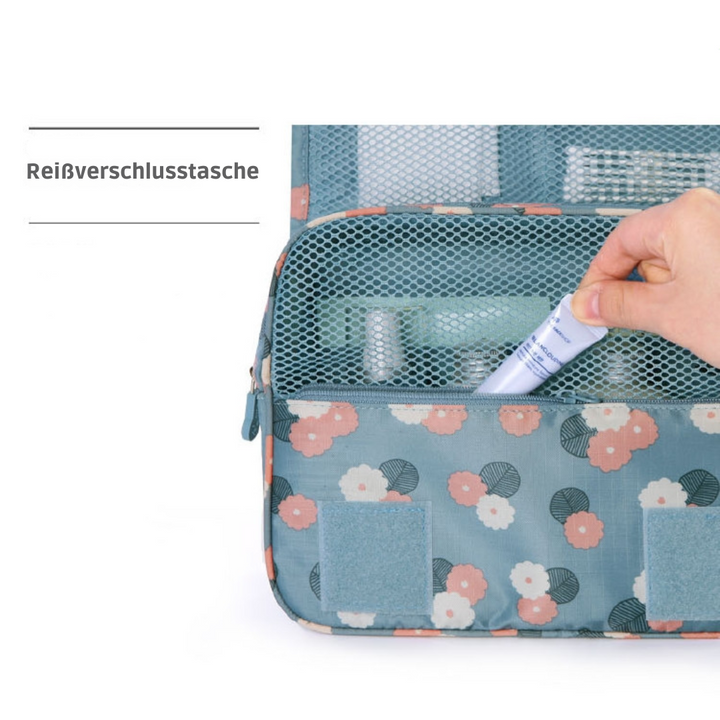 BowLift | TravelEase – Water-repellent Cosmetic Bag with Hook and Compartments | Travel Toiletry Bag