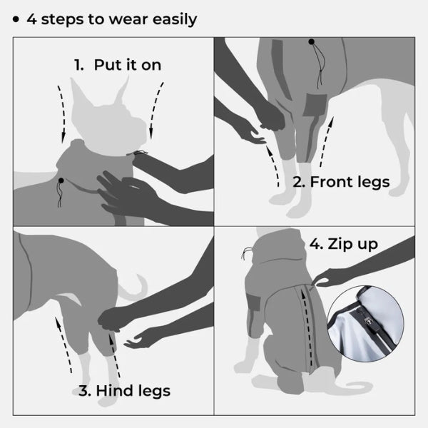 BowLift | Dog Rain Coat with Legs - Waterproof Dog Jacket for Small and Large Breeds | UK Cozy Winter Wear