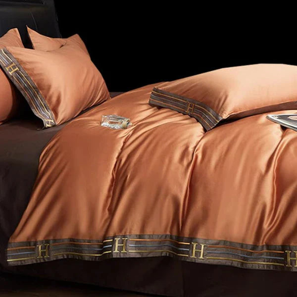 Satin Cotton Embroidered Bedding Set - Luxora | Bowlift