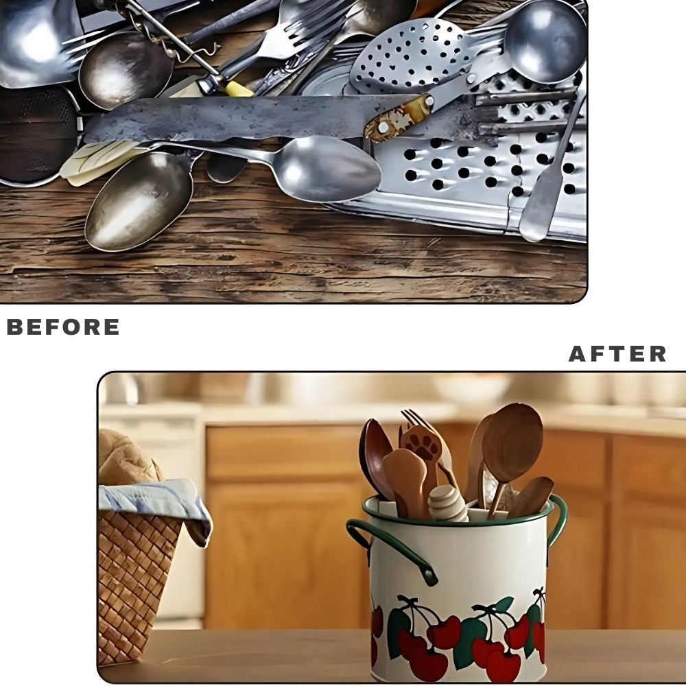 BowLift | Floral Utensil Storage Basket with Divider Lid