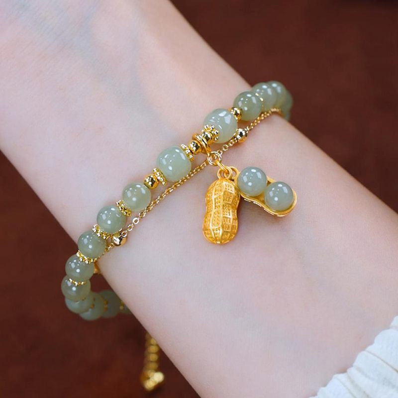 BowLift | Double Chain Natural Jade Bracelet