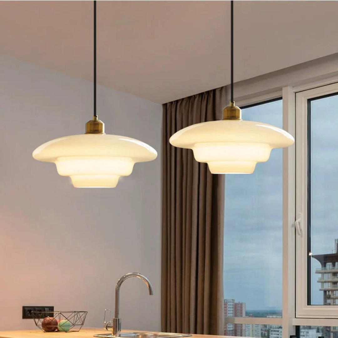BowLift | White Glass Design Pendant Lamp