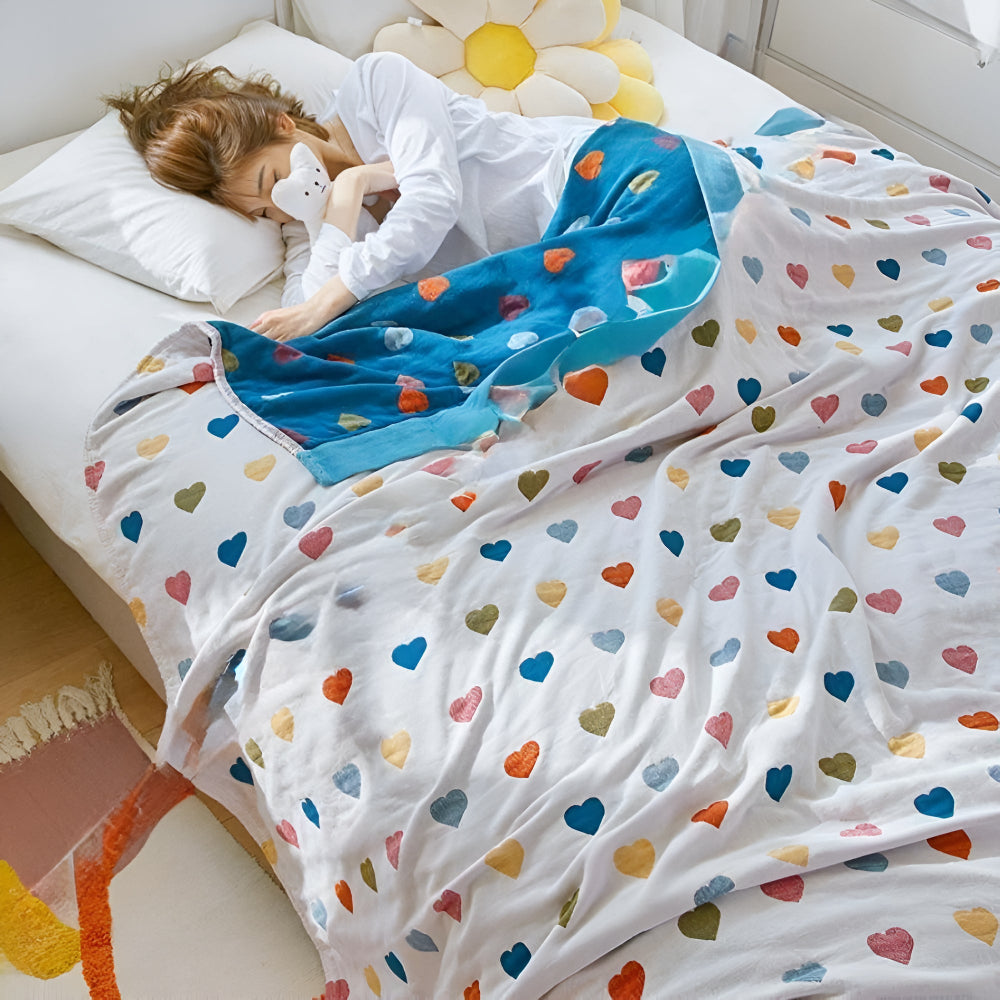 BowLift | Whimsical Hearts Reversible Cotton Blanket