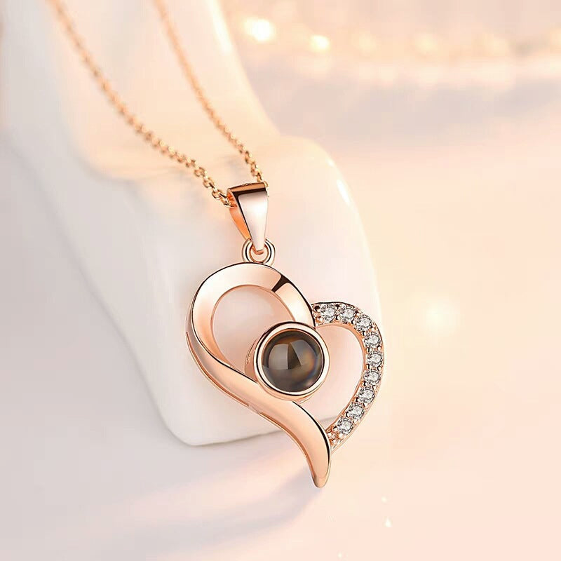 BowLift | I love you roses bloom necklace in 100 languages gift set