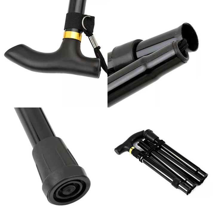 StrideAid Folding Telescopic Walking Stick | Adjustable Cane - Ergonomic Handle - Non-Slip Tip for Mobility Support Bowlift