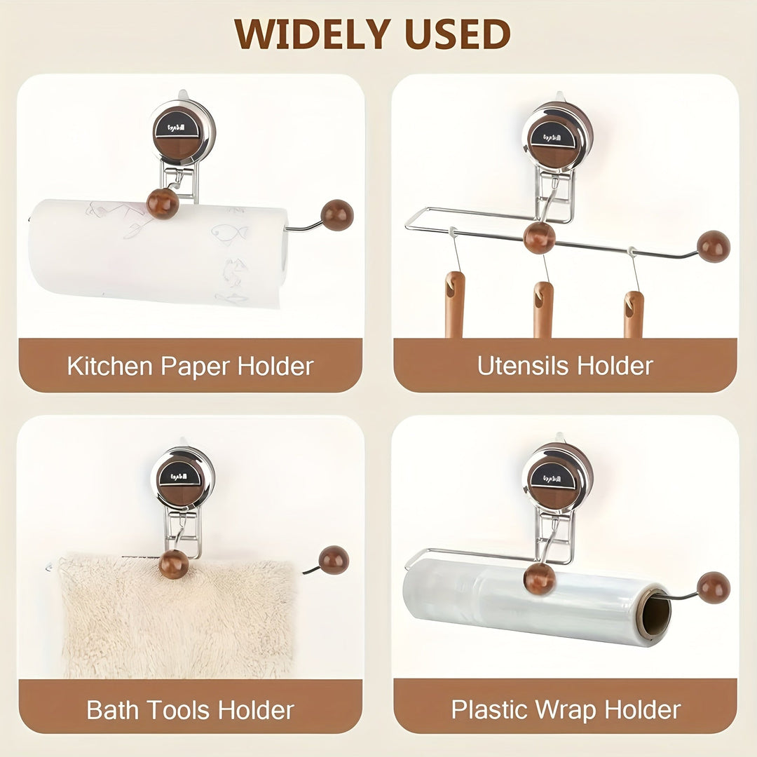 BowLift | KitchenGrip Roll Holder Stainless Steel Paper Towel Holder with Suction Cup