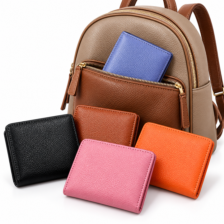 Pebbled Leather Bifold Wallet with RFID-Blocking and Multiple Card Slots Bowlift