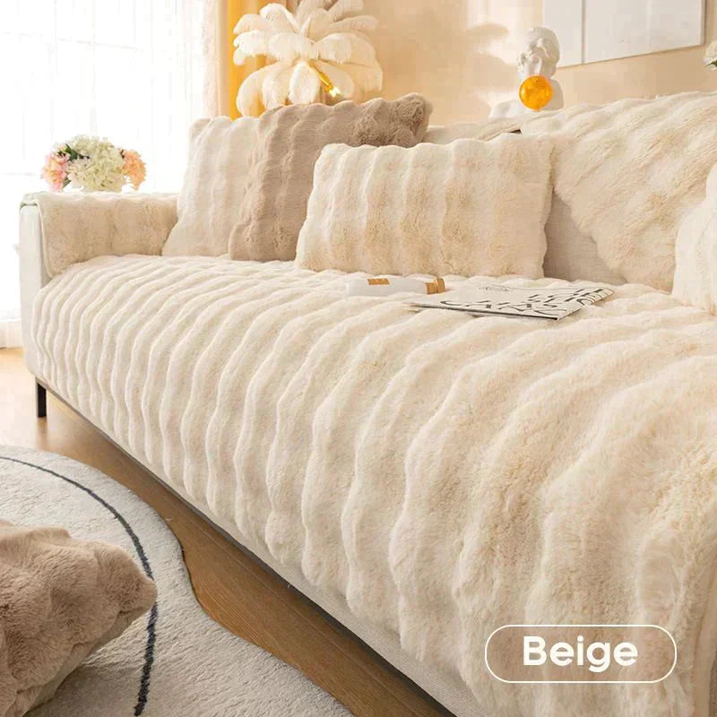 BowLift | Rabbit Fleece Sofa Cover | Non-Slip Plush Protector | Machine Washable | Soft & Cozy Home Decor