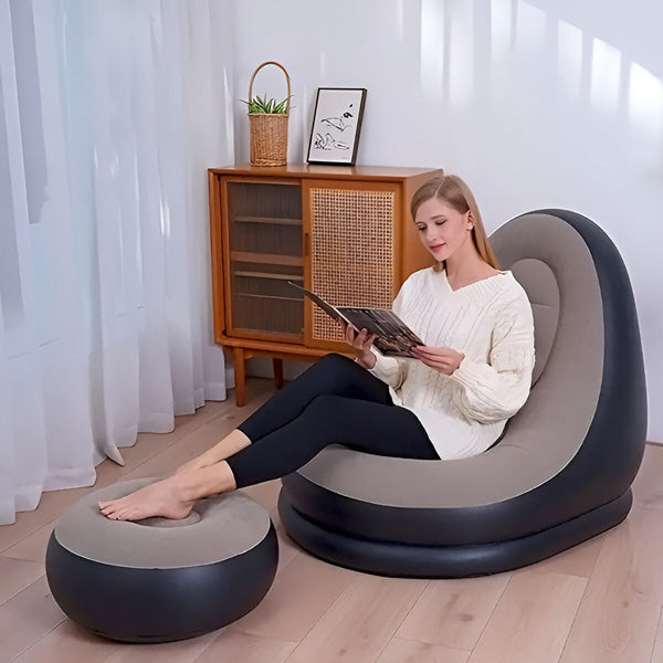 BowLift | RelaxSeat Inflatable Lounge Chair with Footrest – Indoor & Outdoor Comfort