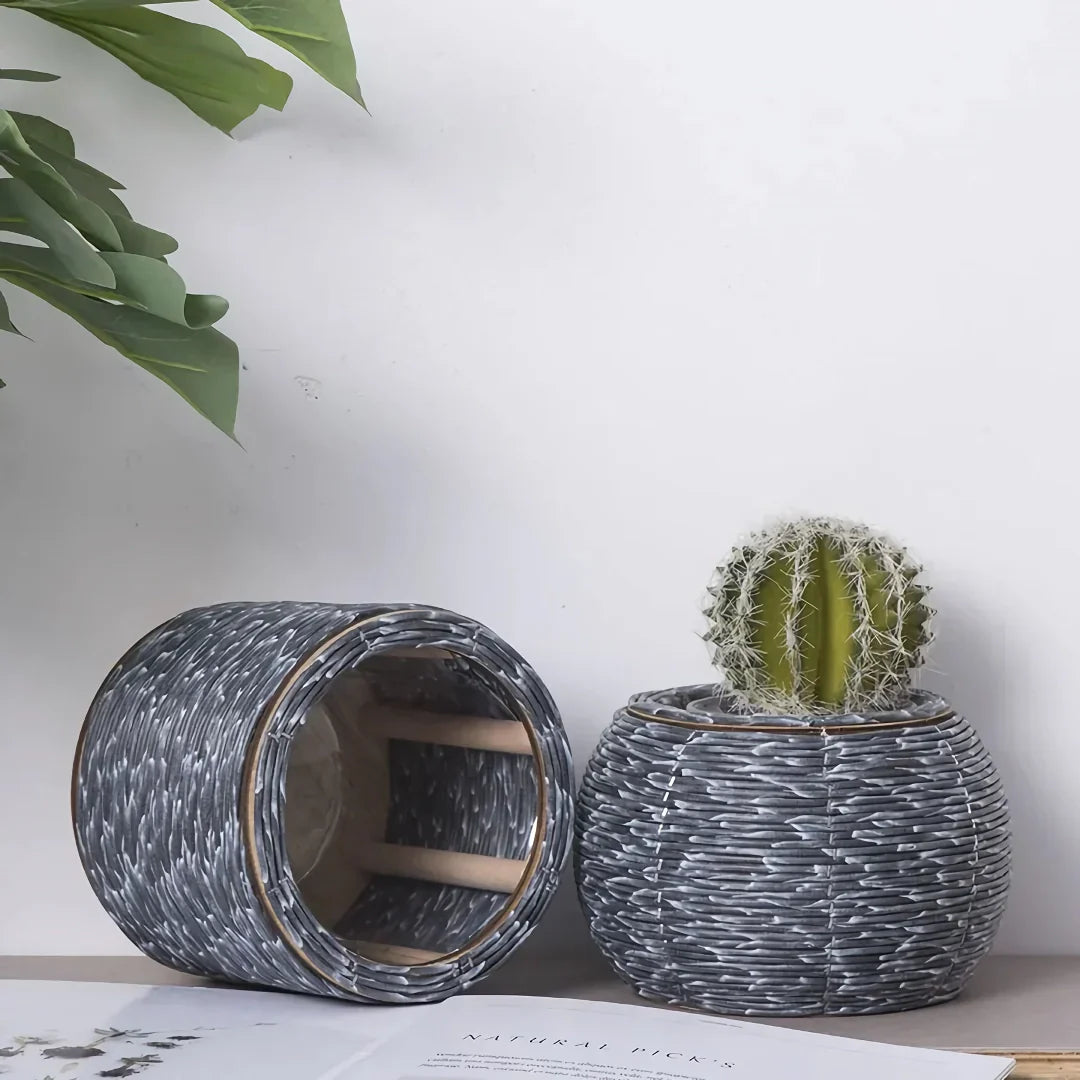 BowLift | Nordic Hand-Woven Imitation Rattan Flower Pot