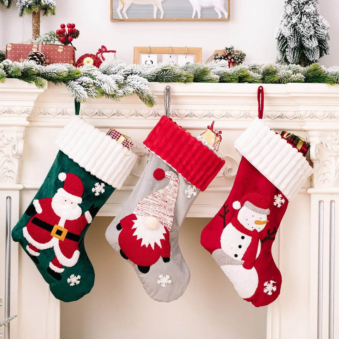 BowLift | Christmas Decorations Gold Velvet Patch Christmas Stockings