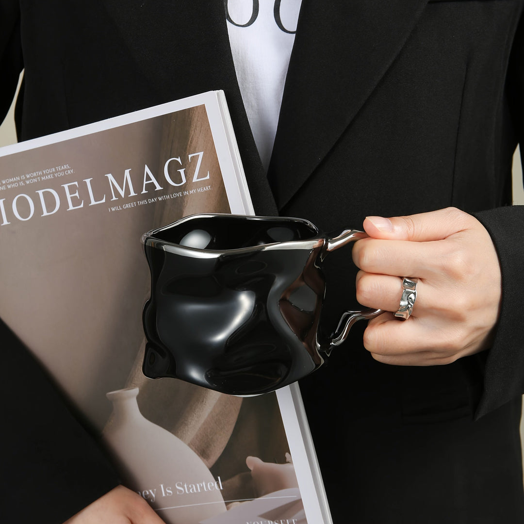 CreArt Mug – Handmade Ceramic Coffee Mug with Unique Crumpled Design | Bowlift