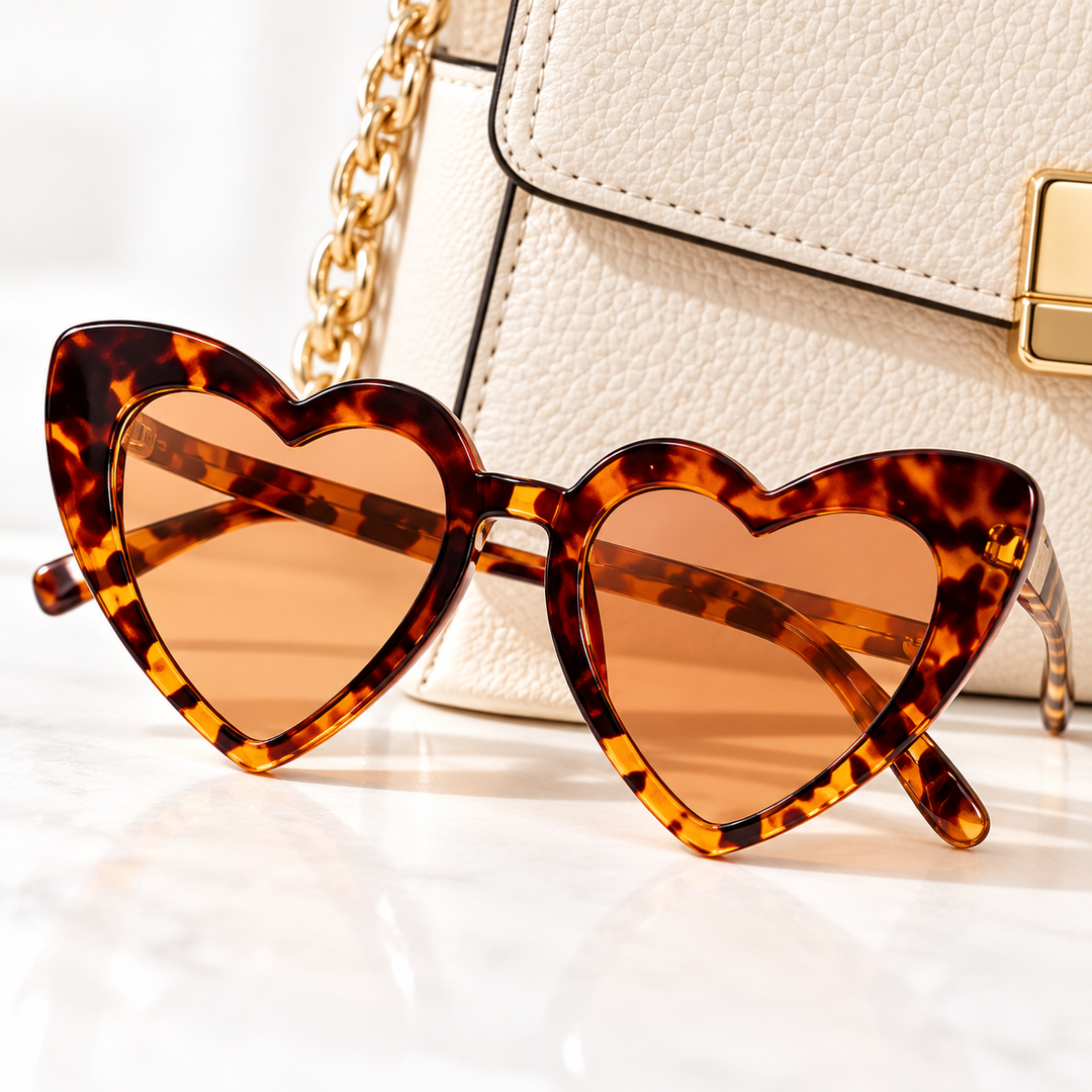 Heart-Shaped Rhinestone Embellished Cat-Eye Sunglasses Bowlift
