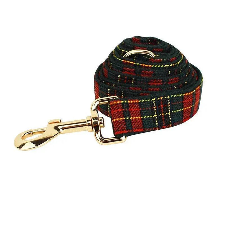 BowLift | Christmas Pet Collar Plaid With Green Background Dog Rope Leash Suit