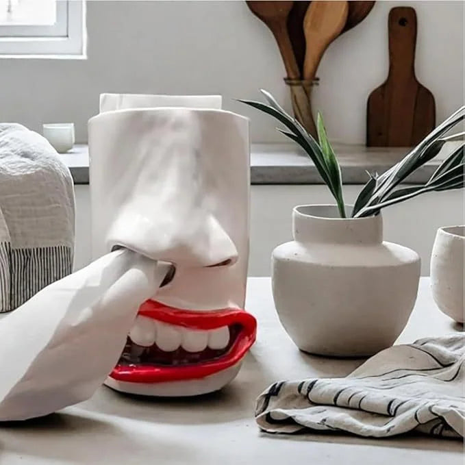 BowLift | Funny Tissue Box Holder | Handmade Face Design with Nose Dispenser | Quirky Home & Office Decor