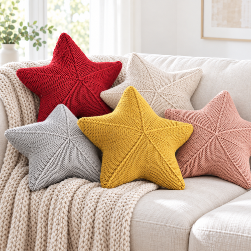 Star-Shaped Chunky Knit Decorative Cushion Bowlift