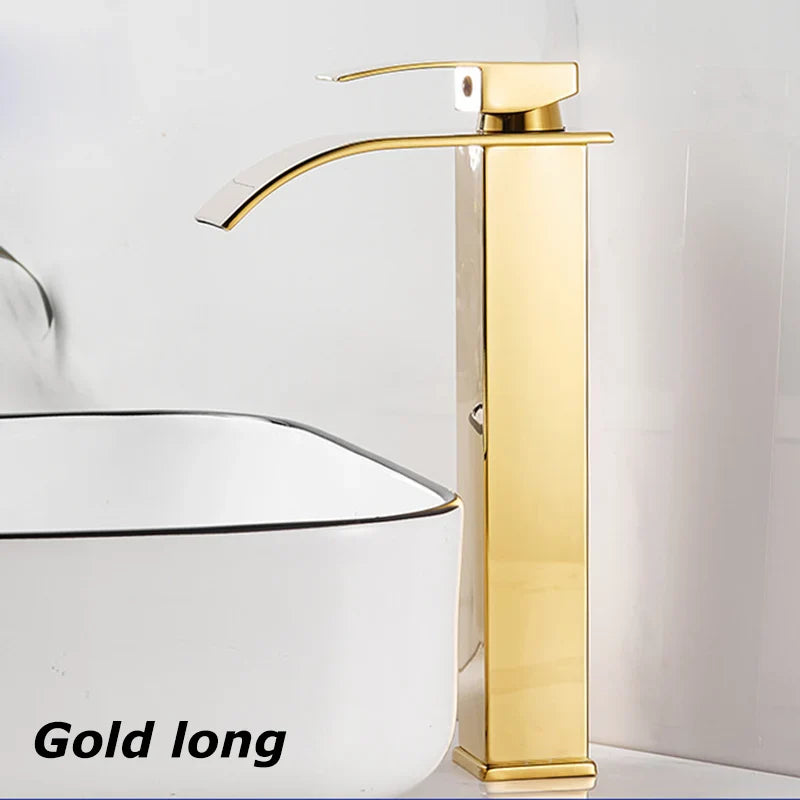 BowLift | Waterfall Vanity Tap Aqualis Noir | Stainless Steel | Hot & Cold Water | For Bathroom & Guest Toilet