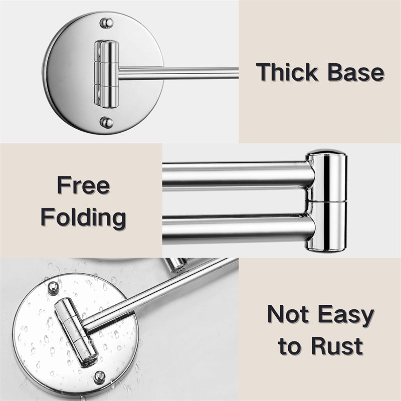 BowLift | Rechargeable wall-mounted shaving mirror | 360° rotation. 1X/10X magnification and adjustable LED lighting for use in the bathroom