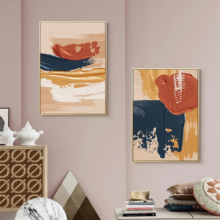 Modern Abstract Bold Brush Stroke Color Fusion Wall Art Fine Art Canvas Prints Colorful Pictures For Living Room | Bowlift