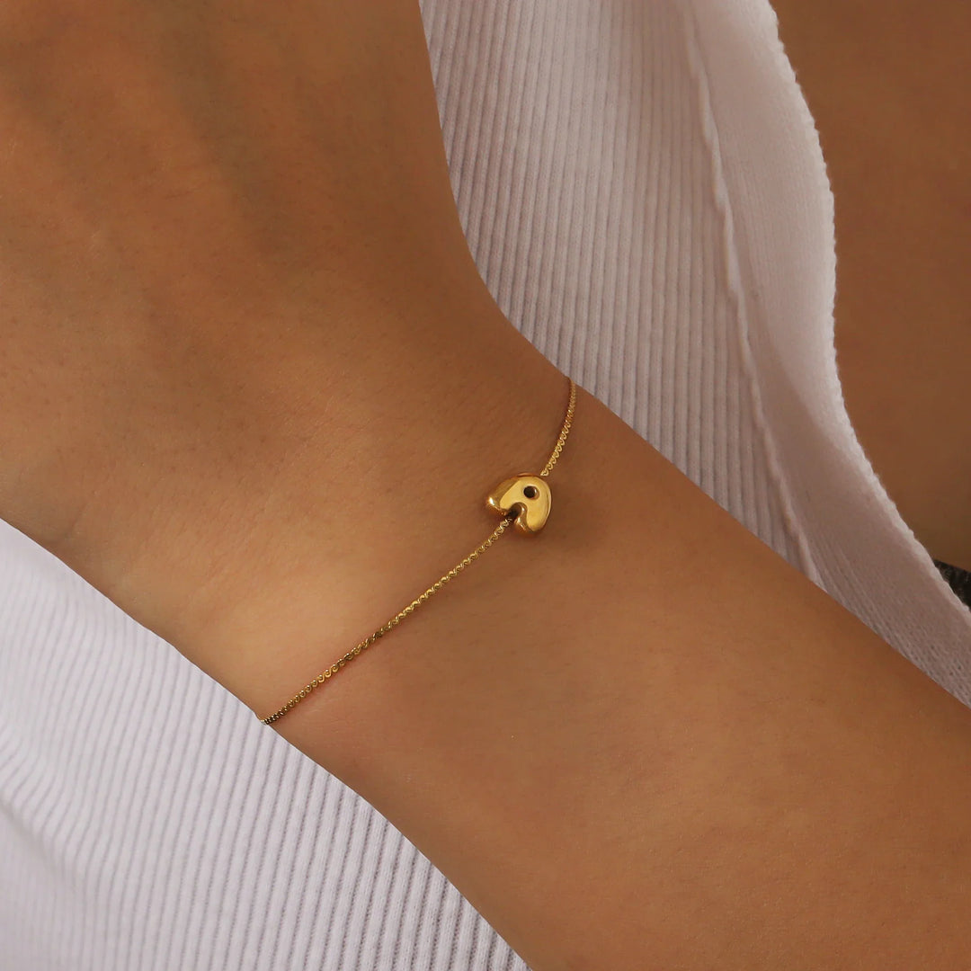 BowLift | Dainty Bubble Letter Initial Bracelet