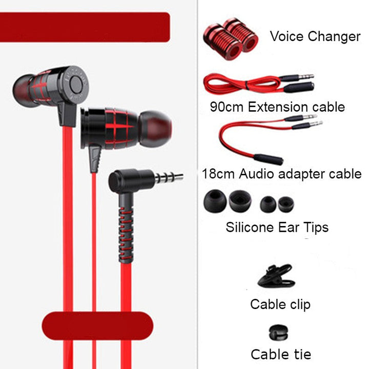 BowLift | In-Ear Wired Earphones with Microphone, Extended 3.5mm Y-Splitter, 2 Voice Changers and Extension Cable for PC, Laptops, Gaming and Online Meetings