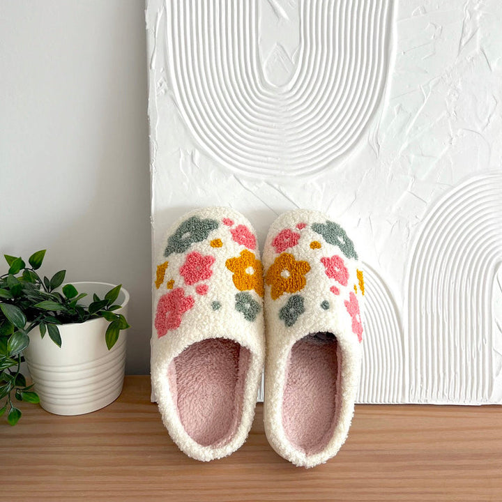 BowLift | Blumina | Warm slippers | Floral pattern | Non-slip sole